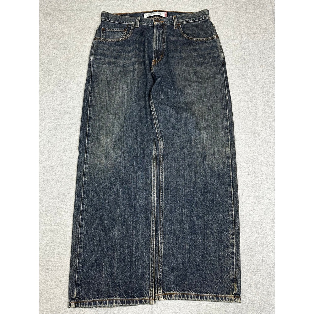Vintage Levis 569 Baggy Jeans Mens 33x30 Blue Y2K Loose Straight Dark Wash Denim